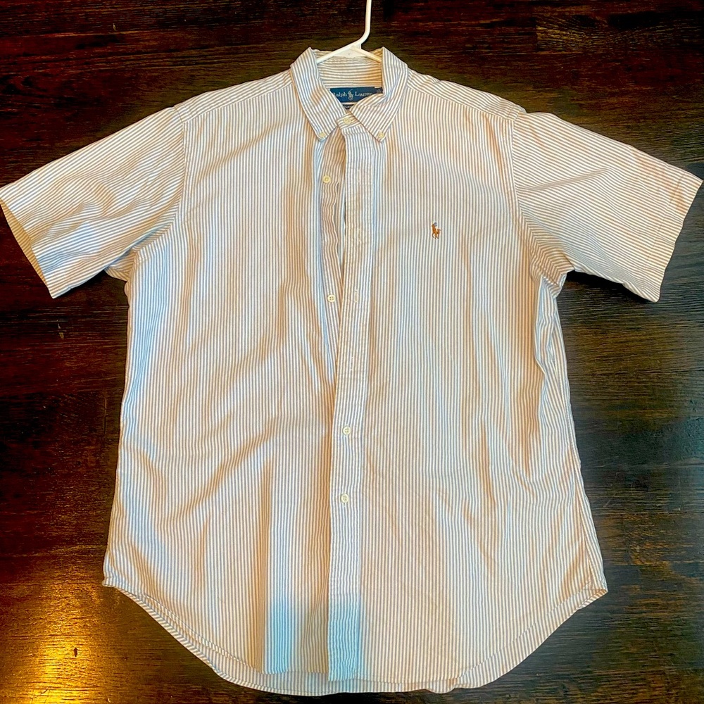 Classic Fit Men’s Ralph Lauren Striped Short Sleeve Button Down - L